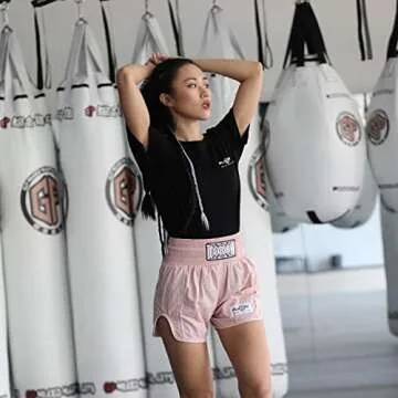 FLUORY Pink Muay Thai Shorts for Stylish Workouts