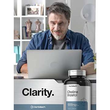 Horbaach Choline Inositol 1000mg Supplement | 200 Capsules | Non-GMO, Gluten Free