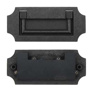 Antrader 2 Pcs Zinc Alloy Handle Drawer Hidden Drawer Cabinet Embedded Pull Ring Door Handle with Two M4*25, Two M4*30 Screws, Black