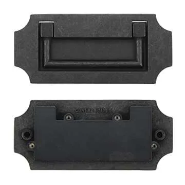 Antrader 2 Pcs Zinc Alloy Handle Drawer Hidden Drawer Cabinet Embedded Pull Ring Door Handle with Two M4*25, Two M4*30 Screws, Black