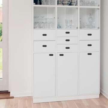 Antrader 2 Pcs Zinc Alloy Handle Drawer Hidden Drawer Cabinet Embedded Pull Ring Door Handle with Two M4*25, Two M4*30 Screws, Black