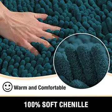 H.VERSAILTEX Bath Mats - Non Slip Luxury Chenille Bathroom Rugs, Extra Soft Absorbent Shaggy, Washable Fast Dry 2 Piece (Dark Teal, 20" x 32"/17" x 24")