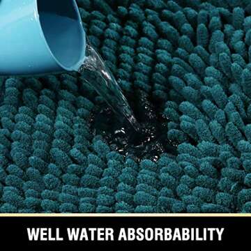 H.VERSAILTEX Bath Mats - Non Slip Luxury Chenille Bathroom Rugs, Extra Soft Absorbent Shaggy, Washable Fast Dry 2 Piece (Dark Teal, 20" x 32"/17" x 24")