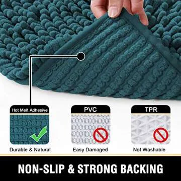 H.VERSAILTEX Bath Mats - Non Slip Luxury Chenille Bathroom Rugs, Extra Soft Absorbent Shaggy, Washable Fast Dry 2 Piece (Dark Teal, 20" x 32"/17" x 24")