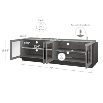 BELLEZE 70" Modern TV Stand for TVs up to 75" - Stylish Design