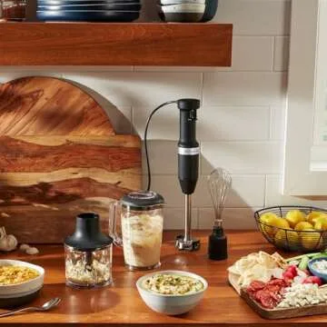 KitchenAid Variable Speed Corded Hand Blender with Accessories, Black Matte, KHBV83BM