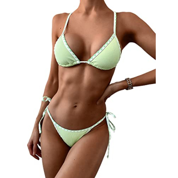 ZAFUL Floral Triangle Bikini Set Mint Green Two Piece Swimsuit