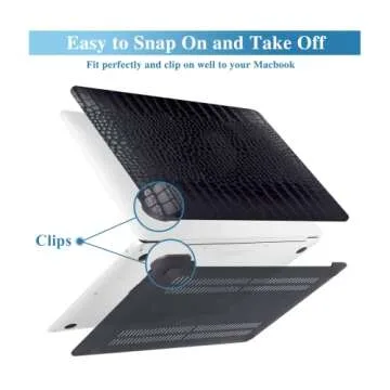 KEROM Compatible for MacBook Pro 16 inch Case 2024-2021 M4 M3 M2 M1 Pro/Max Chip A3403 A3186 A2991 A2780 A2485, Crocodile Skin PU Leather Hard Shell Case & Keyboard Cover, Has Logo Cutout, Black