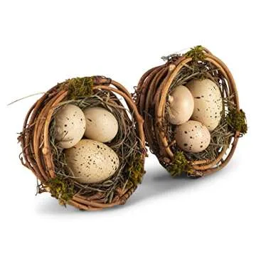 Stylish RAZ Imports Faux Bird's Nests, Easter Decor Set of 2