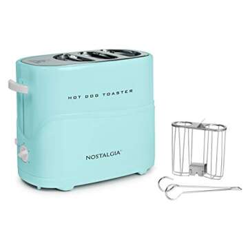 NOSTALGIA Pop Toaster, 2-Hot Dog & Bun, Aqua