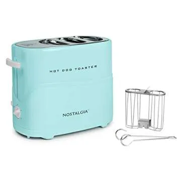 NOSTALGIA Aqua Hot Dog and Bun Toaster for All Ages