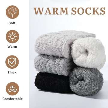 Avisky Fuzzy Socks for Women - 5 Pairs Fuzzy Socks Winter, Soft Cozy Fluffy Slipper for Women Winter...