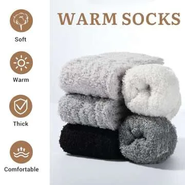 Avisky Fuzzy Socks for Women - 5 Pairs Fuzzy Socks Winter, Soft Cozy Fluffy Slipper for Women Winter...