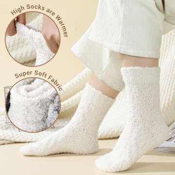 Avisky Fuzzy Socks for Women - 5 Pairs Fuzzy Socks Winter, Soft Cozy Fluffy Slipper for Women Winter Warm Sleeping Socks
