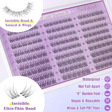 ALICE Natural Lash Clusters Kit 162pcs - Wispy Extension with Glue