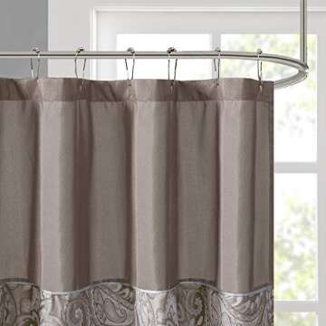 Madison Park Aubrey Modern Shower Curtain - Jacquard Paisley Design - 72 x 72 Inches - Elegant Bathroom Decor