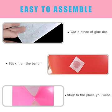 Balloon Decorating Tape Strip for Ballon Arch Garland Kit 2 Rolls 32.8 Feet, 400 Pcs Glue Dots Point Stickers for Wedding Birthday Party (Double Holes)