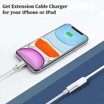 DESOFICON iPhone Charger Extension Cable for iPhone iPad, 6ft Apple MFi Certified Lightning Cable Extension Cord Female to Male Connector Support Audio Video Music Transfer Data and Charge, Silver