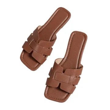 GORGLITTER Women's Crocodile Embossed Flat Sandals Cross Strappy Open Toe Slide Sandals