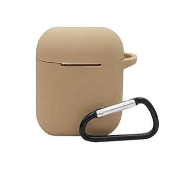 Compatible for AirPods Case, with Keychain Easy Outdoors,HappyCover Thicken Shockproof 360° Protective Silicone Cover Skin with Integrated Dust Plug for Airpods Charging Case 2 & 1 (Milk Tea)