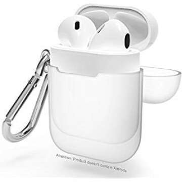 Compatible for AirPods Case, with Keychain Easy Outdoors,HappyCover Thicken Shockproof 360° Protective Silicone Cover Skin with Integrated Dust Plug for Airpods Charging Case 2 & 1 (Milk Tea)
