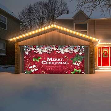 Lordearon 6x13ft Christmas Garage Banner for Holiday Decor