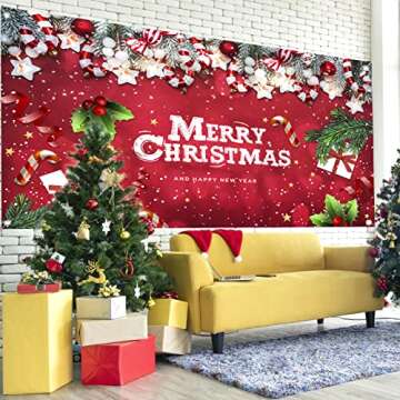 Lordearon 6x13ft Christmas Garage Banner for Holiday Decor