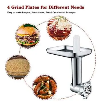 Metal Meat grinder attachment for KitchenAid stand mixers, Meat Grinder Attachment Includes 4 Grinding Plates, 3 Sausage Stuffer Tubes, 2 Grinding Blades, Meat Grinder Machine by COFUN