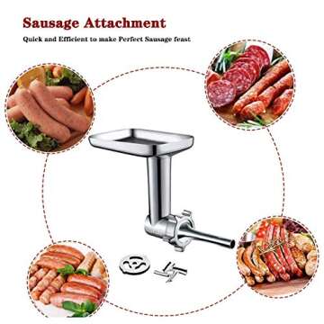 Metal Meat grinder attachment for KitchenAid stand mixers, Meat Grinder Attachment Includes 4 Grinding Plates, 3 Sausage Stuffer Tubes, 2 Grinding Blades, Meat Grinder Machine by COFUN