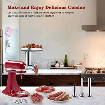 Metal Meat grinder attachment for KitchenAid stand mixers, Meat Grinder Attachment Includes 4 Grinding Plates, 3 Sausage Stuffer Tubes, 2 Grinding Blades, Meat Grinder Machine by COFUN