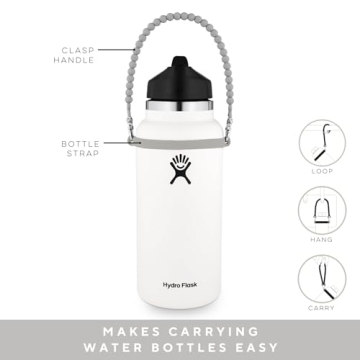 Ryan & Rose Water Bottle Handle - Water Bottle Sling, Carrier, Holder with strap - Soft Durable Silicone - Fits Most 8-40oz Bottles - Compatible Stanley Cup Accessories (Warrior)