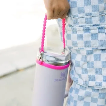 Ryan & Rose Water Bottle Handle - Water Bottle Sling, Carrier, Holder with strap - Soft Durable Silicone - Fits Most 8-40oz Bottles - Compatible Stanley Cup Accessories (Warrior)