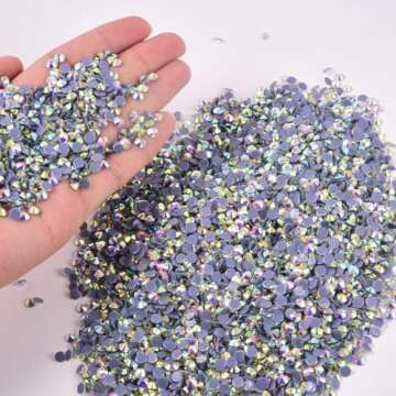 Blinginbox 14400pcs Clear SS6-SS20 4 Sizes Large Quantity Wholesale Hotfix Rhinestone Crystal Glass Strass for Garment (Crystal AB, SS10)