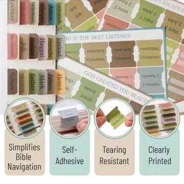 Mr. Pen- Bible Tabs, 75 Tabs, Boho Style, Laminated Bible Tabs for Women and Men, Bible Tabs for Study Bible, Bible Index Tabs, Bible Book Tabs, Bible Labels Tabs, Mr Pen Bible Tabs