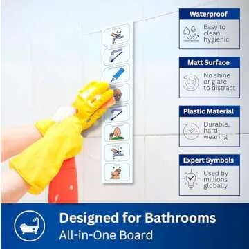 Autism Brushing Teeth Routine Chart –Visual Schedule for Kids -Premium Durable Plastic -Teach How to Brush Your Teeth –Autism Learning Materials –Bathroom Visual for Autism