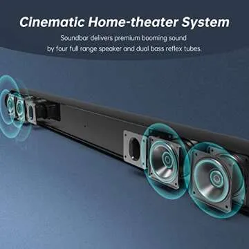 BESTISAN Sound Bar, 80 watts 33.5 inch Sound Bars for TV with Bluetooth 5.0, 3 EQs, Bass Adjustable,...