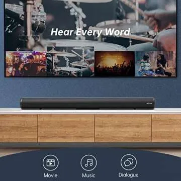 BESTISAN Sound Bar, 80 watts 33.5 inch Sound Bars for TV with Bluetooth 5.0, 3 EQs, Bass Adjustable, HDMI-ARC/Optical/Coaxial/Aux/USB Connection for Home Theater, Gaming, PC, Projectors, 2024 Version