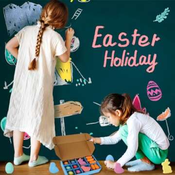 SUPREME XMAS 24 Pack Easter Sidewalk Chalk Set with Easter Eggs Bunny Chicks Carrots Chalk for Kids ...