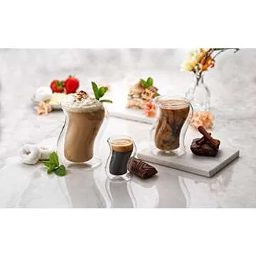 JoyJolt Pivot Double Insulated Tumblers - Set of 2 Exceptional 13.5 oz Iced Coffee Tumbler - Elegant Bar Glasses for Coffee, Tea, or Cold Beverages - 2 x 405 ml Iced Coffee Glasses for Hot Summers