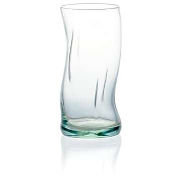 Red Co. Set of 4 Tall Wavy Recycled Glass Tumblers