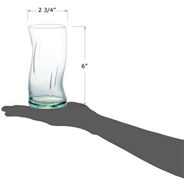 Red Co. Set of 4 Tall Wavy Recycled Glass Tumblers