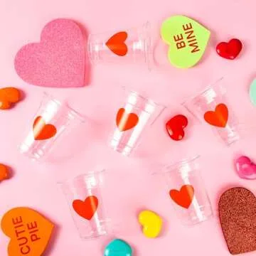 AimFun 100 Pack Valentine Heart Party Cups 12oz