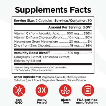 Old School Labs Classic Immunity Supplements - 60 Veggie Caps for Daily Support