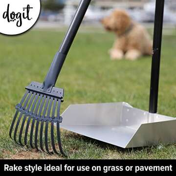 Dogit Waste Scoop, Dog Combo Waste Rake & Dog Pooper Scooper for Grass & Pavement Easy Pickup, Large, 90442