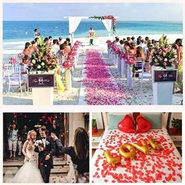 POAO 2500 PCS Durabel Artificial Flowers Romantic Silk Rose Petals Lightweight Table Confetti Flowers Wedding Party Decorations (Red)