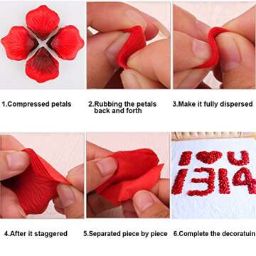POAO 2500 PCS Durabel Artificial Flowers Romantic Silk Rose Petals Lightweight Table Confetti Flowers Wedding Party Decorations (Red)