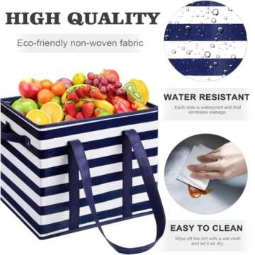 WISELIFE 3 Pack Reusable Grocery Bags Large Water Resistant Grocery Collapsible Heavy Duty Tote Bags...