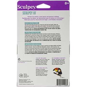 Sculpey III 12 Bright Colors of Polymer Oven-Bake Clay, Non Toxic 12 oz., great for modeling, sculpt...