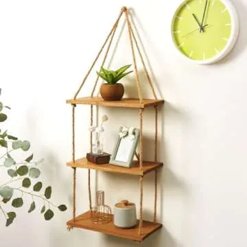 SAND MINE 3 Tier Wood Hanging Shelves for Home Decor