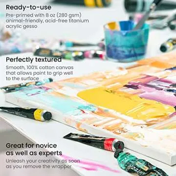 ARTEZA 12 Pack Stretched Canvas for Painting